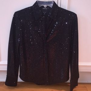 Women’s petite top. Black sequins.